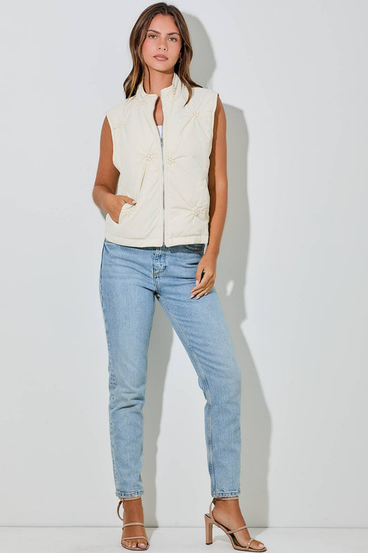 Mini Rosette Detail Puffer Vest