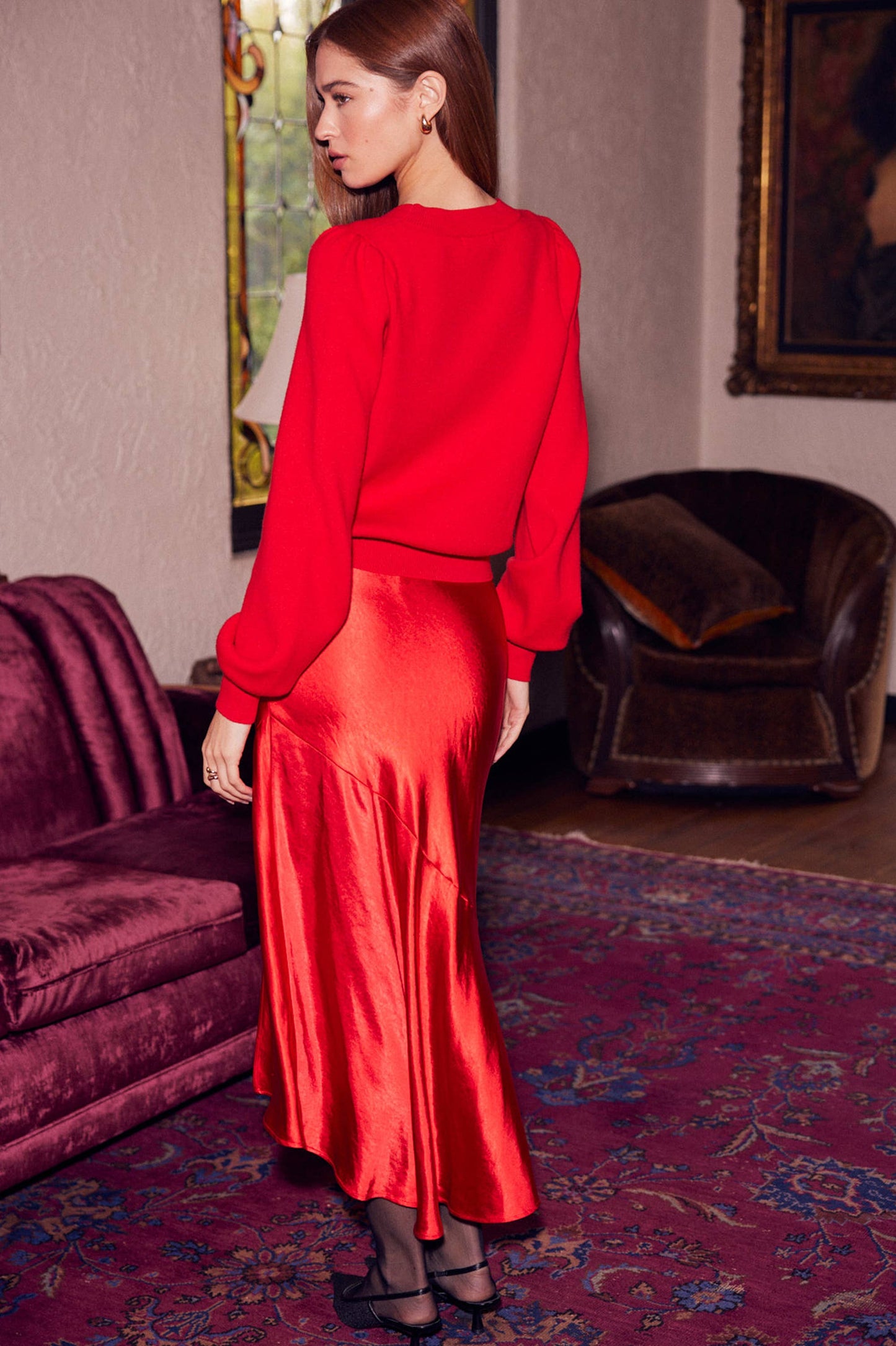 Red Dazzle Bow Detail Cardigan