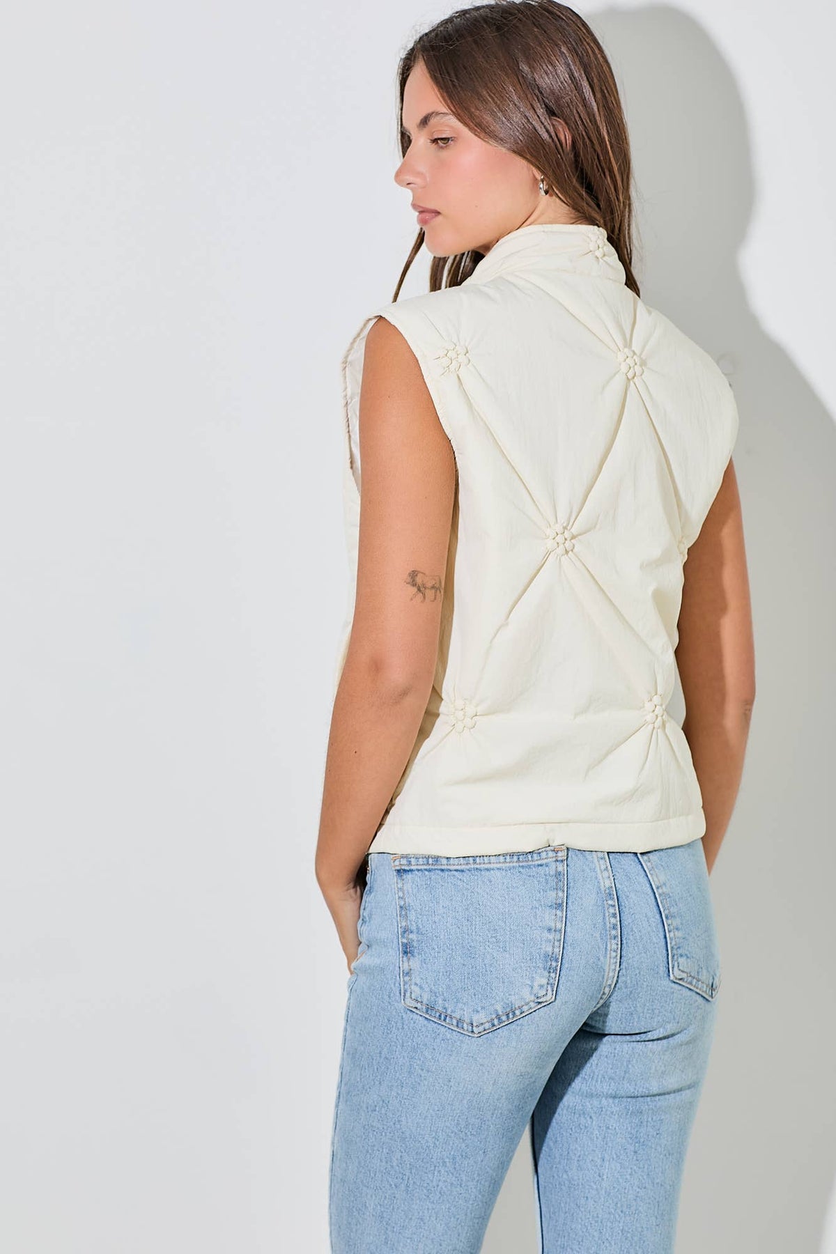 Mini Rosette Detail Puffer Vest
