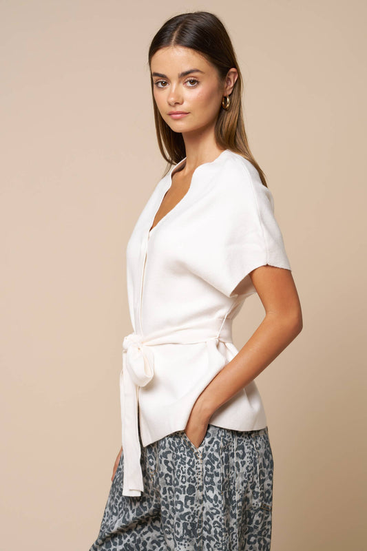 Tie Waist V Neck Top