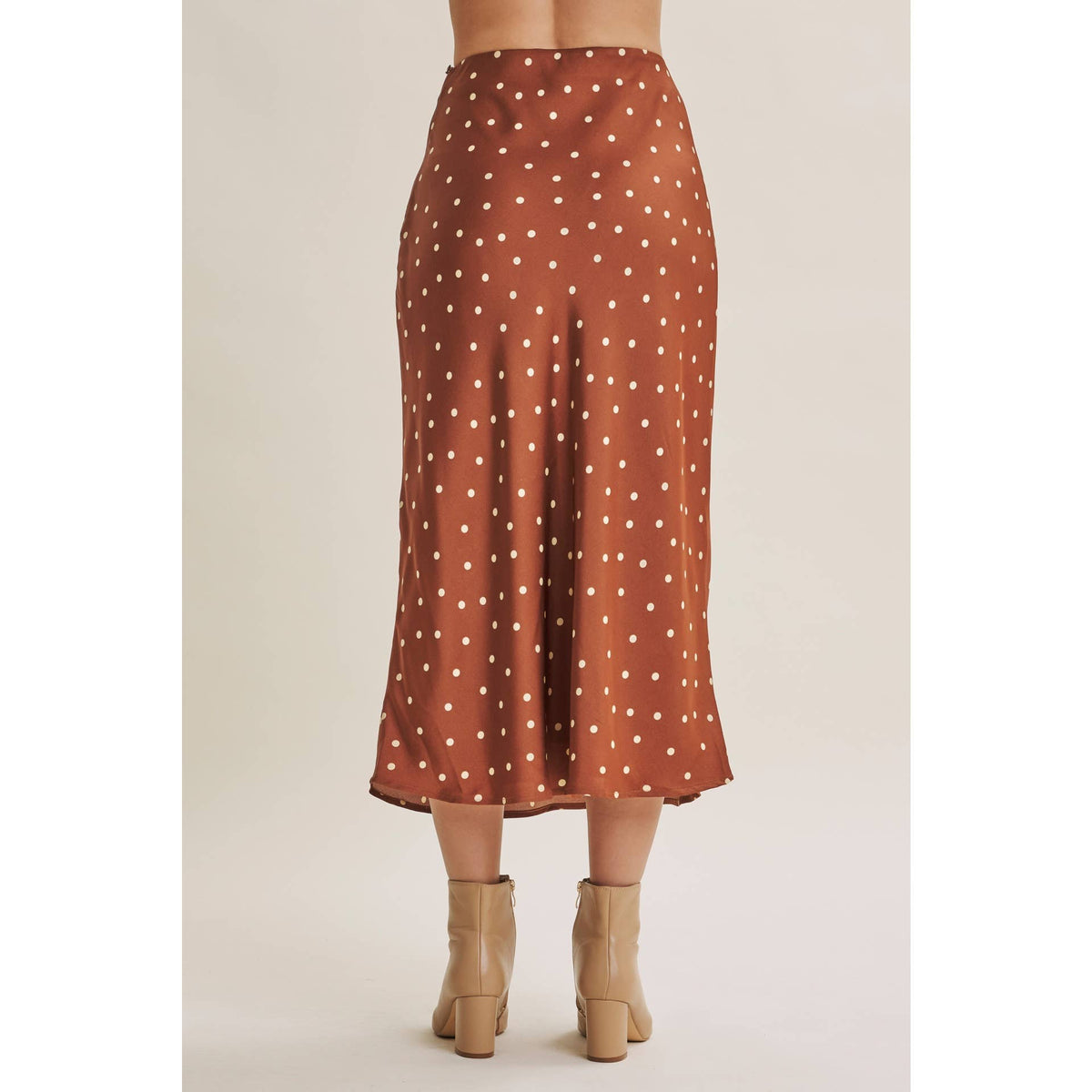 Caramel Classic Dot Midi Skirt