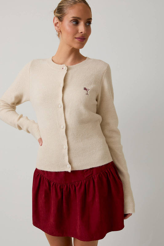 ROUND NECK "CHERRY MARTINI" CARDIGAN
