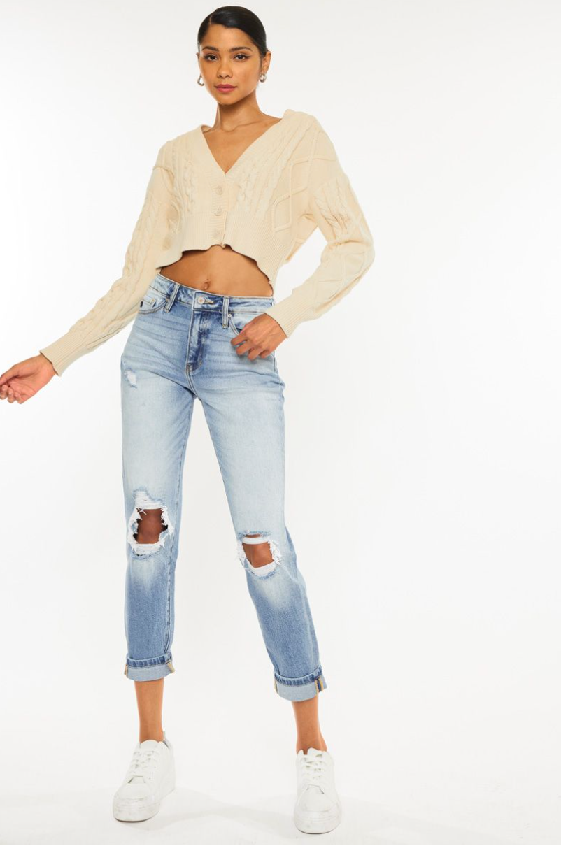 Light Wash High Rise Mom Jean