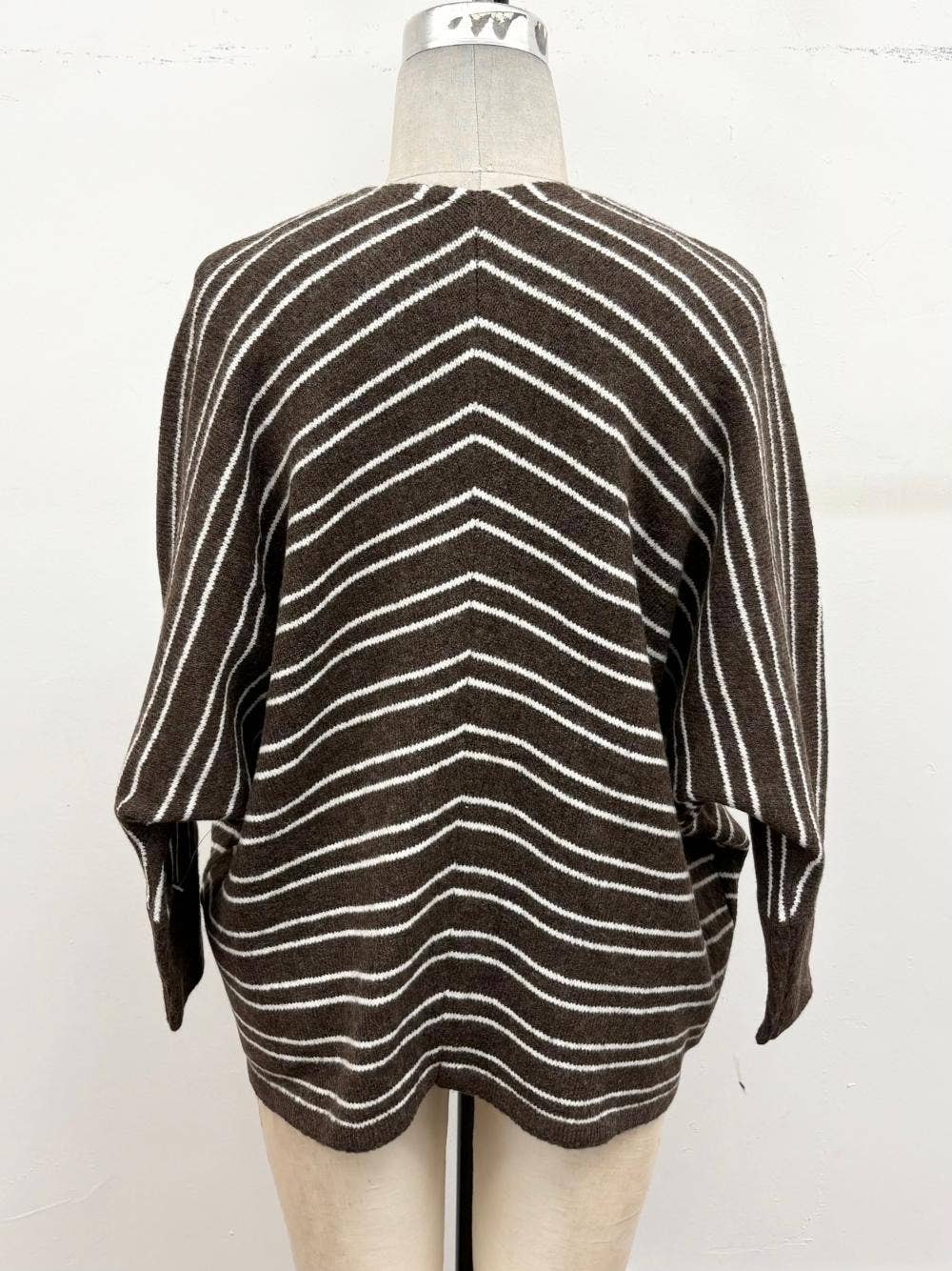 Chocolate Striped Knit Cardigan