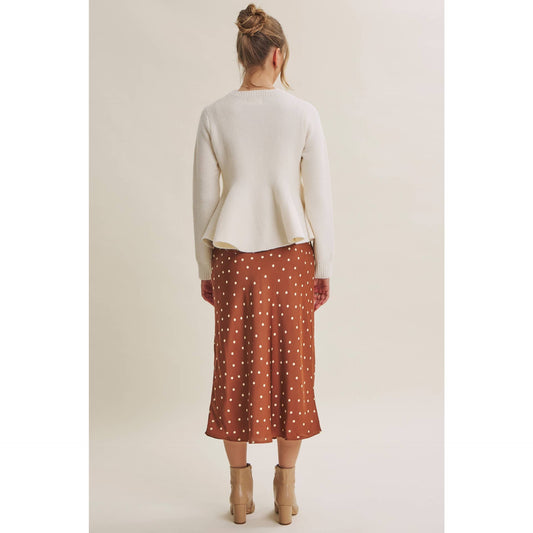 Caramel Classic Dot Midi Skirt