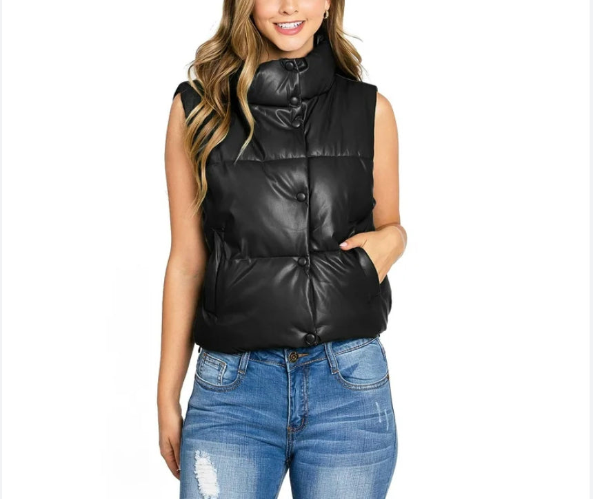 Vegan Leather Puffer, Two Colors - Jade Creek Boutique