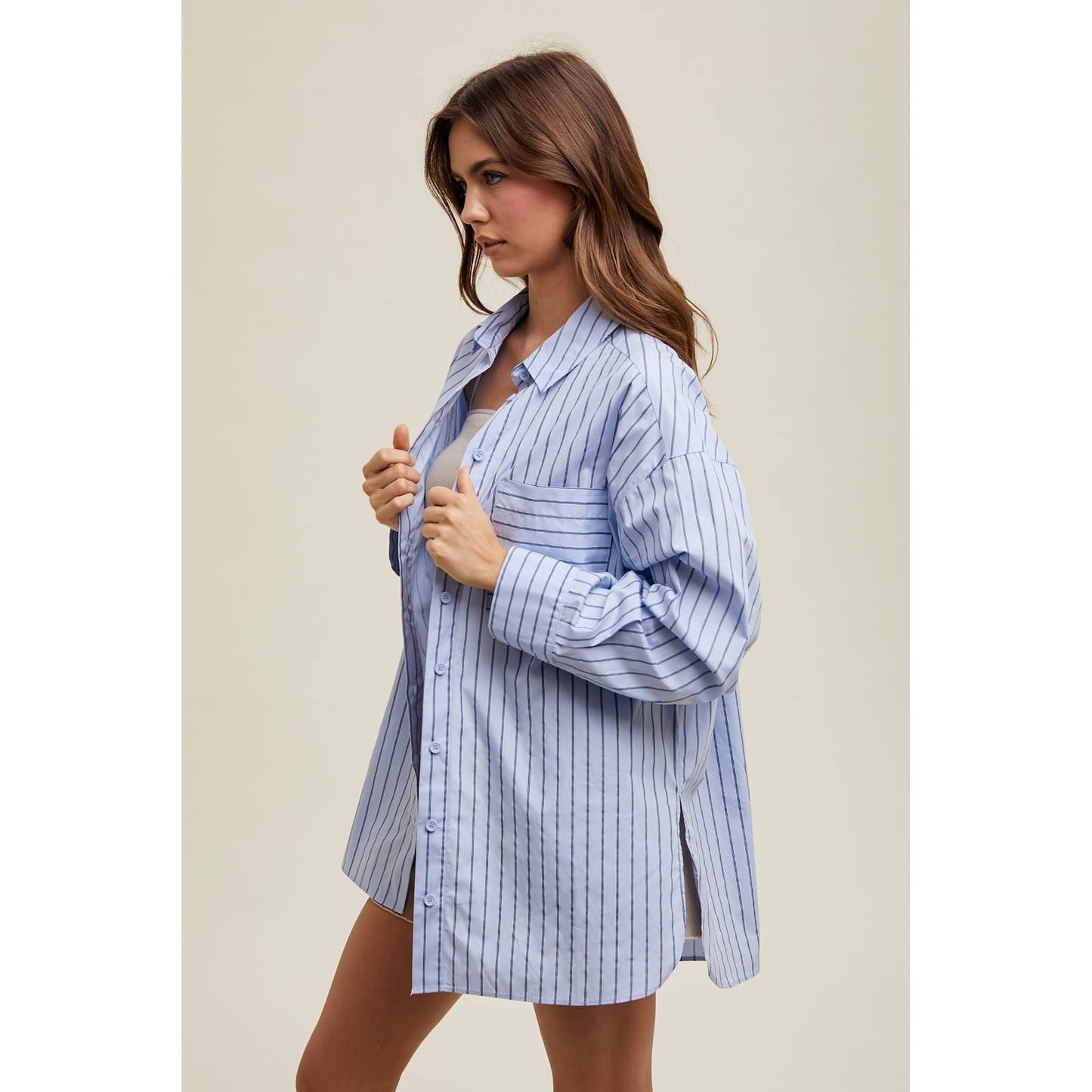 Boyfriend Striped Button Up Shirt - Jade Creek Boutique