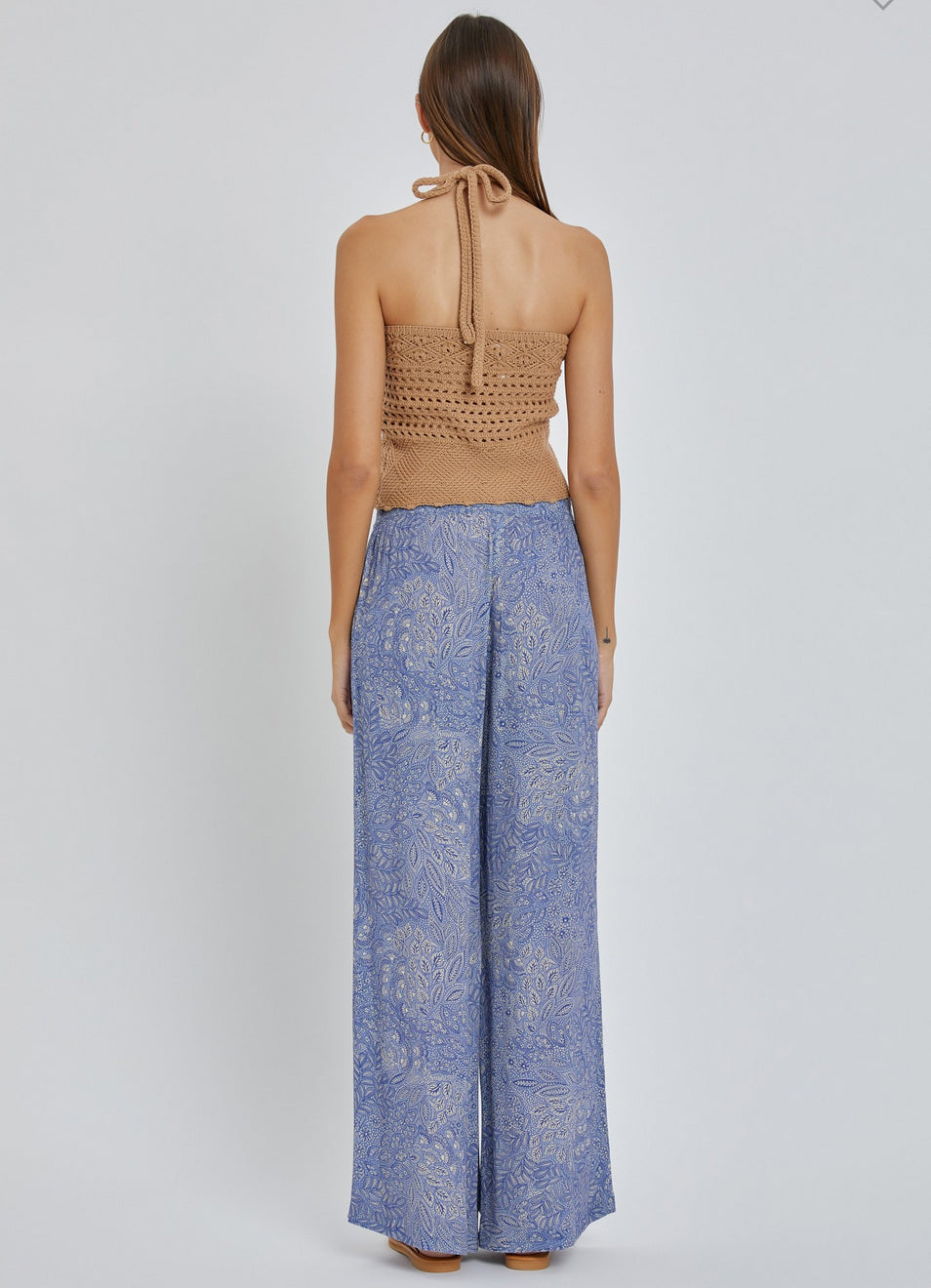 Blue Printed Wide Leg Pants - Jade Creek Boutique