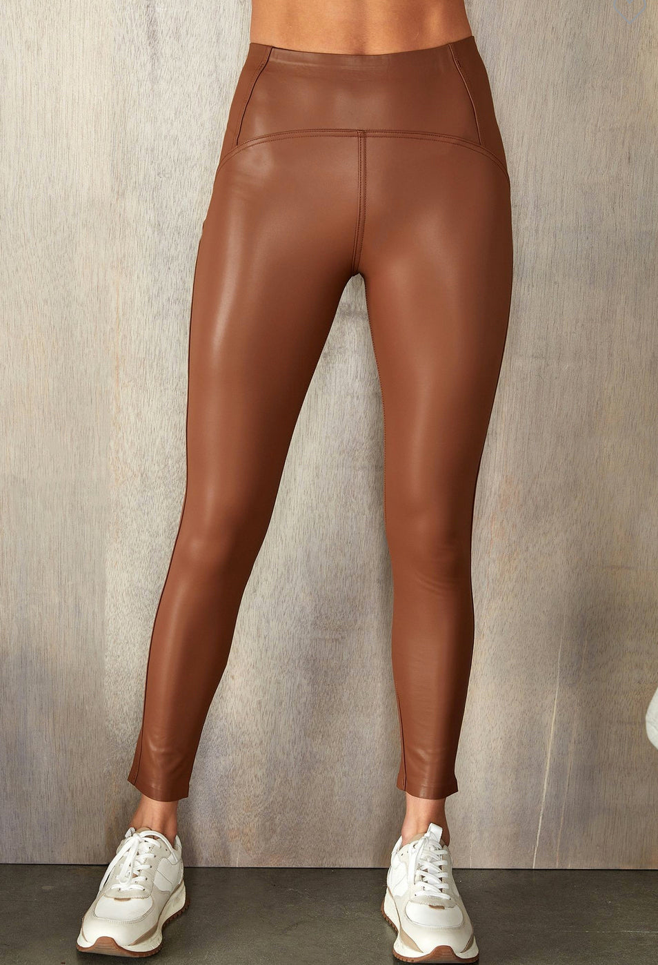 Camel Faux Leather Leggings