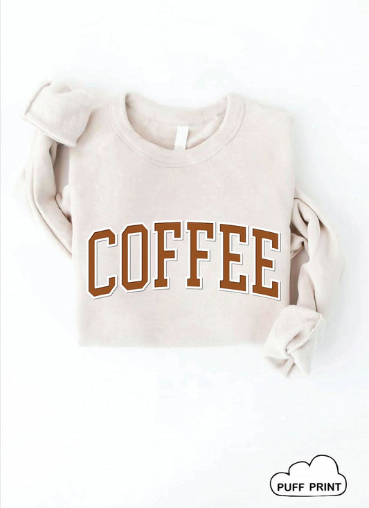 COFFEE Puff Print Pullover, Three Colors