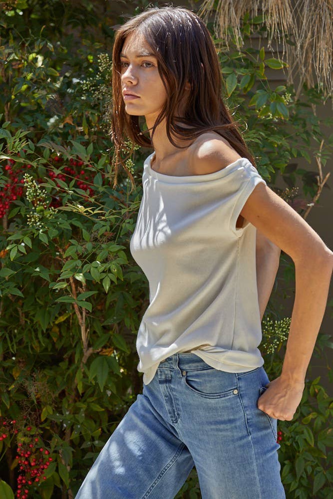 Good Times One Shoulder Round Neck Top, Two Colors