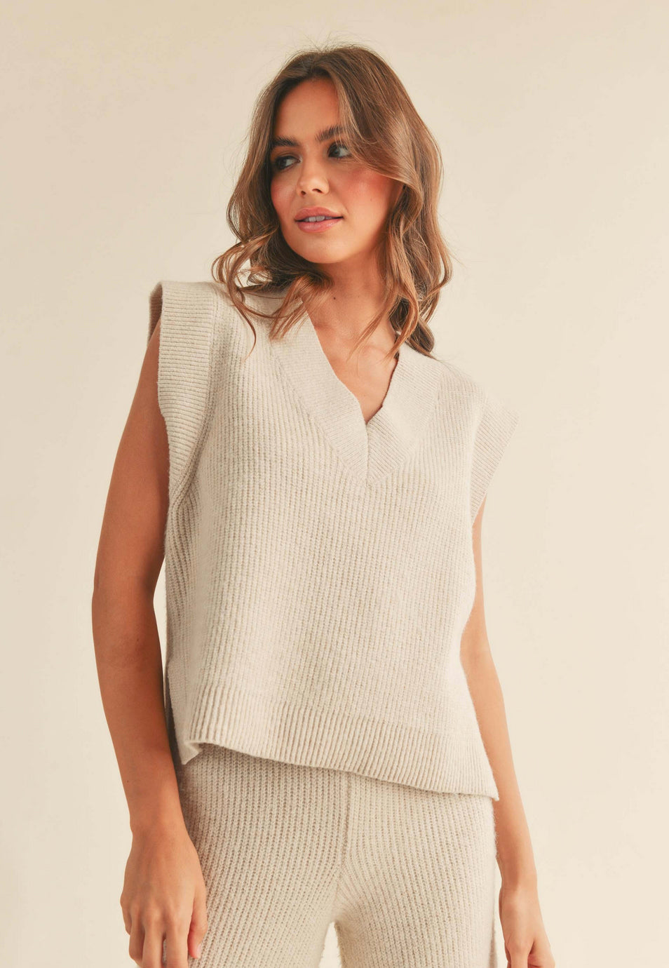 Vanilla Cream Ribbed Knit Vest - Jade Creek Boutique