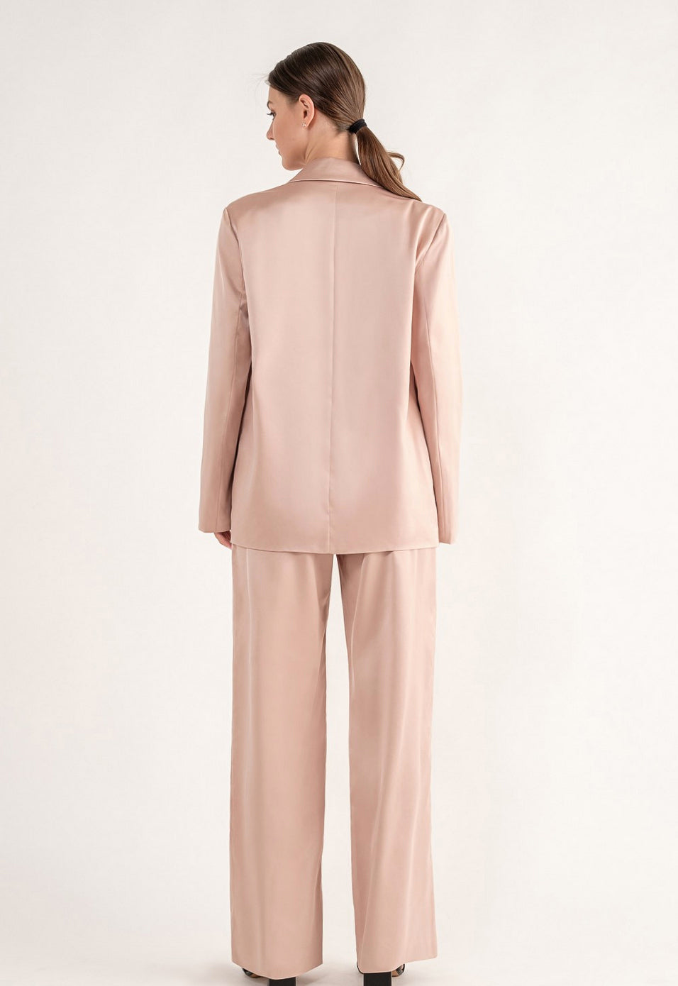 Cream Satin Boyfriend Blazer