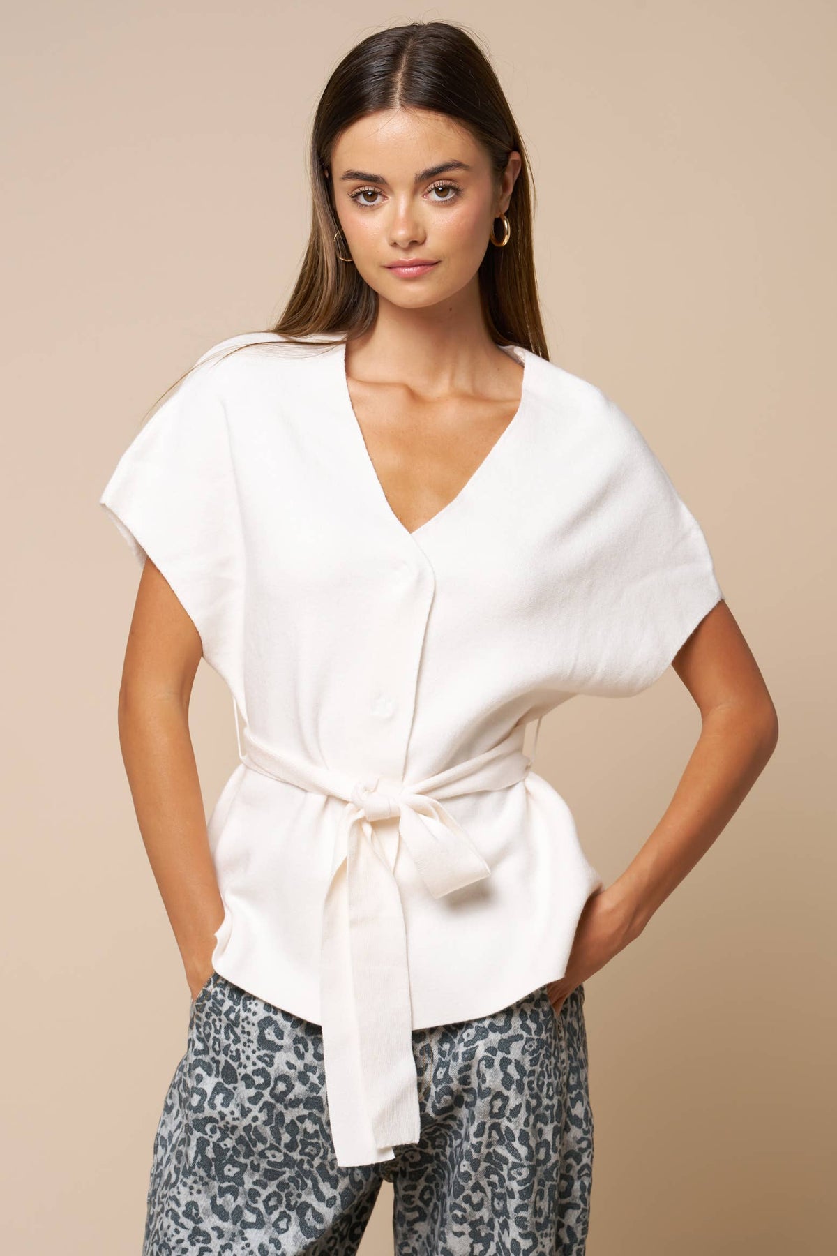 Tie Waist V Neck Top