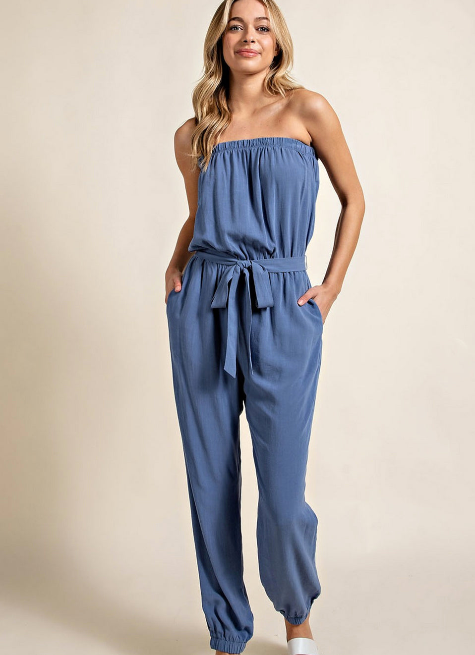 Celadon Blue Jumpsuit - Jade Creek Boutique
