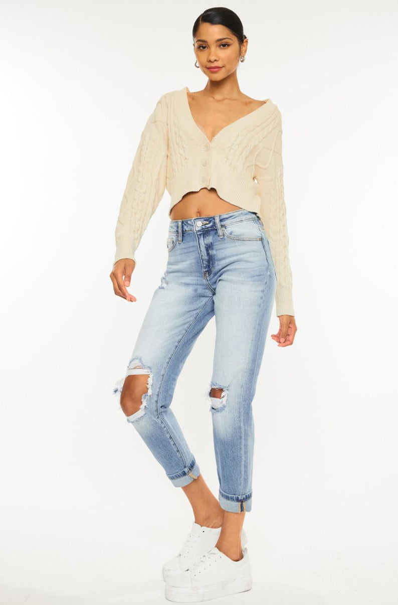 Light Wash High Rise Mom Jean