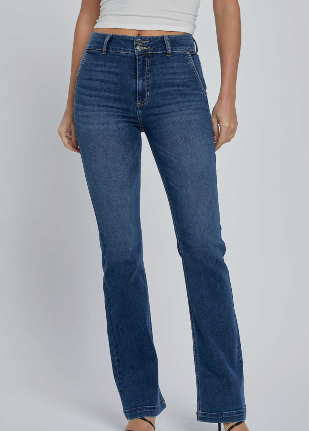 Double Button Retro Flare Jean - Jade Creek Boutique