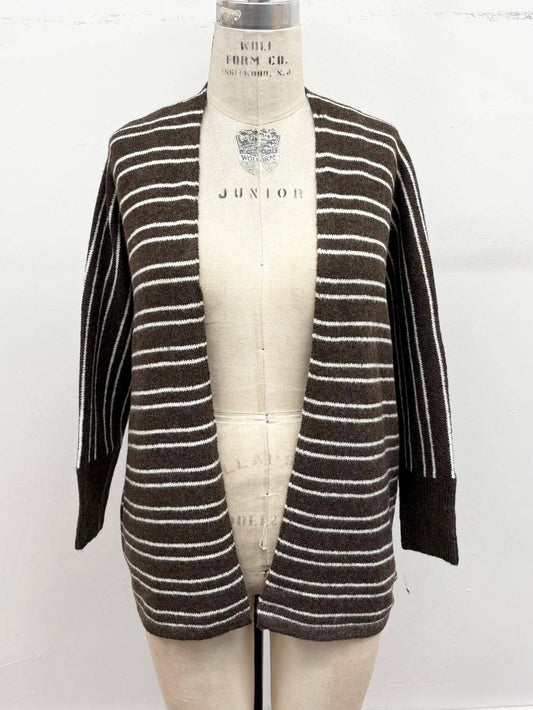 Chocolate Striped Knit Cardigan