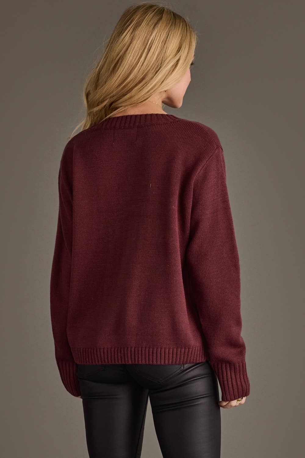Burgundy & Ivory Wine Season Sweater - Jade Creek Boutique