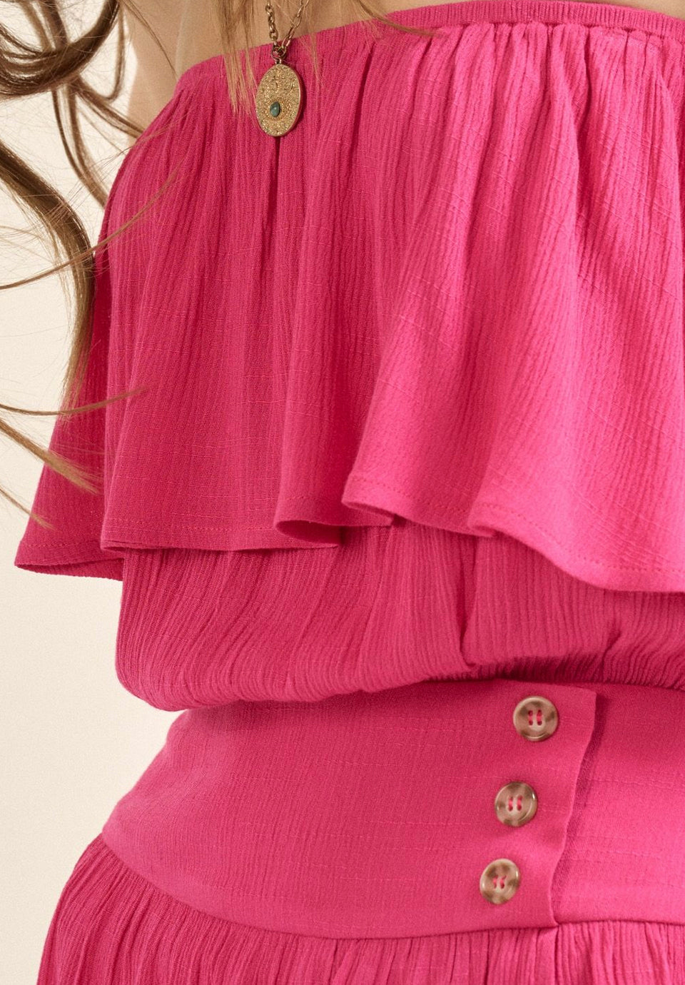 Hot Pink Gauze Romper