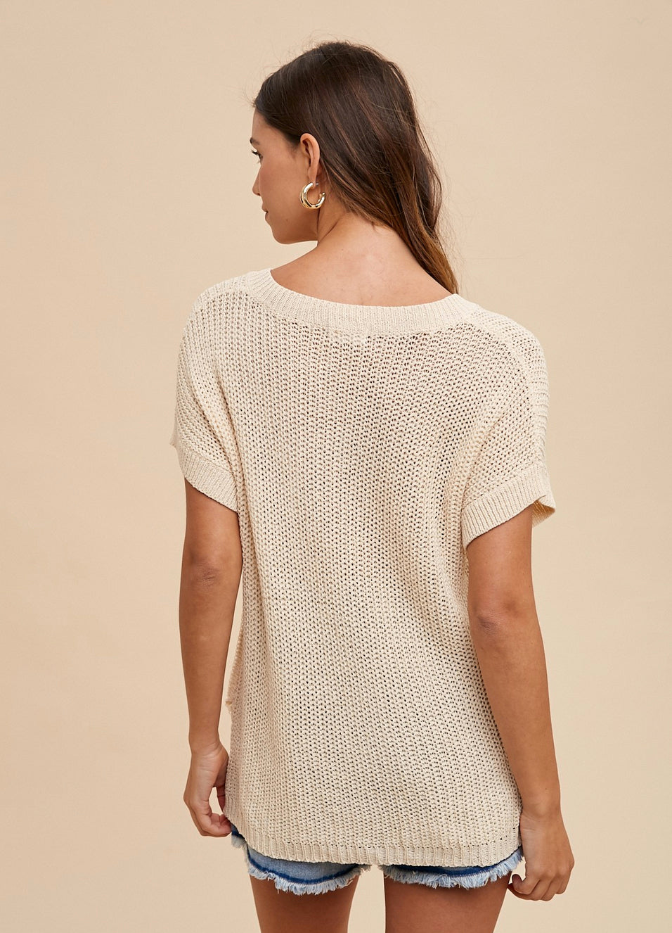 Cream Lightweight Knit Top
