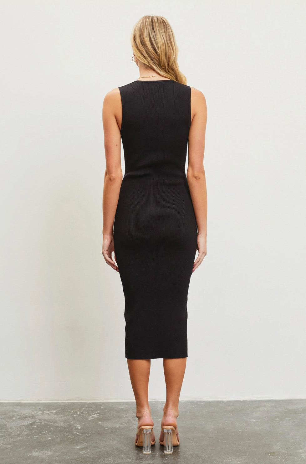 Black Ribbed Knit Dress