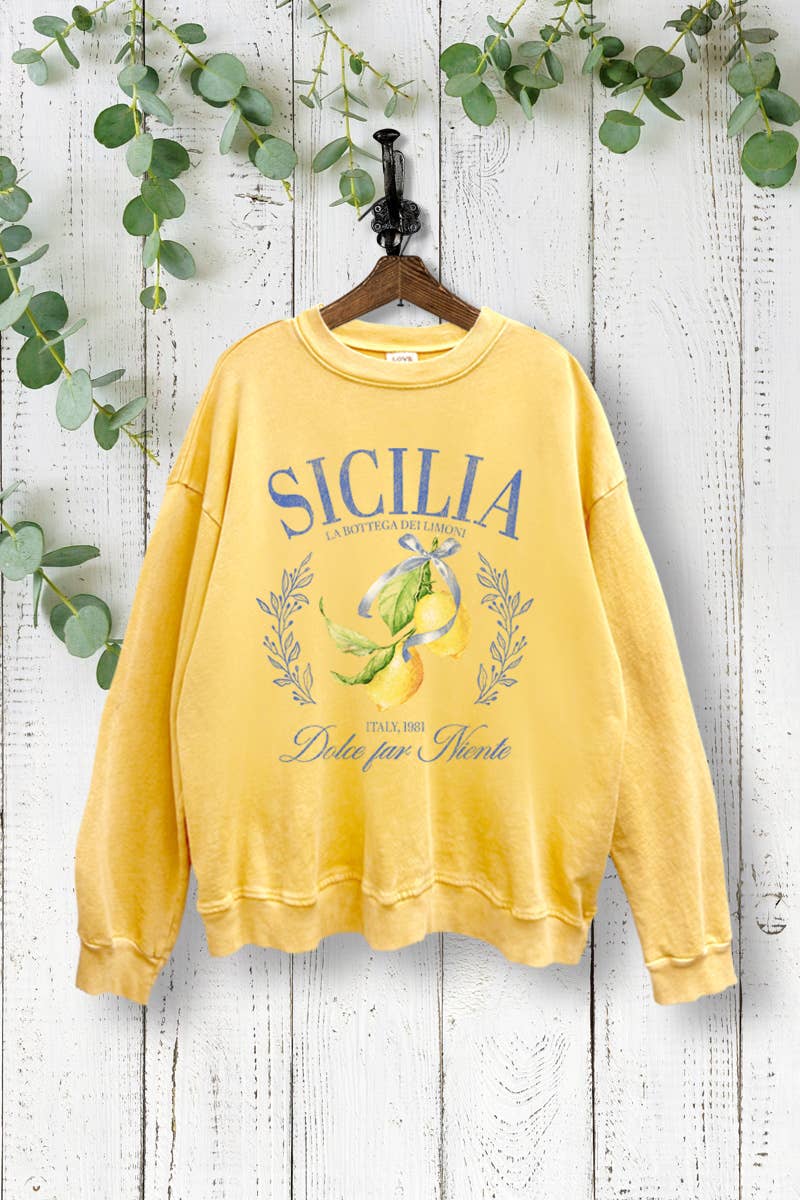 Sicilia Lemon Yellow Mineral Wash Sweatshirt