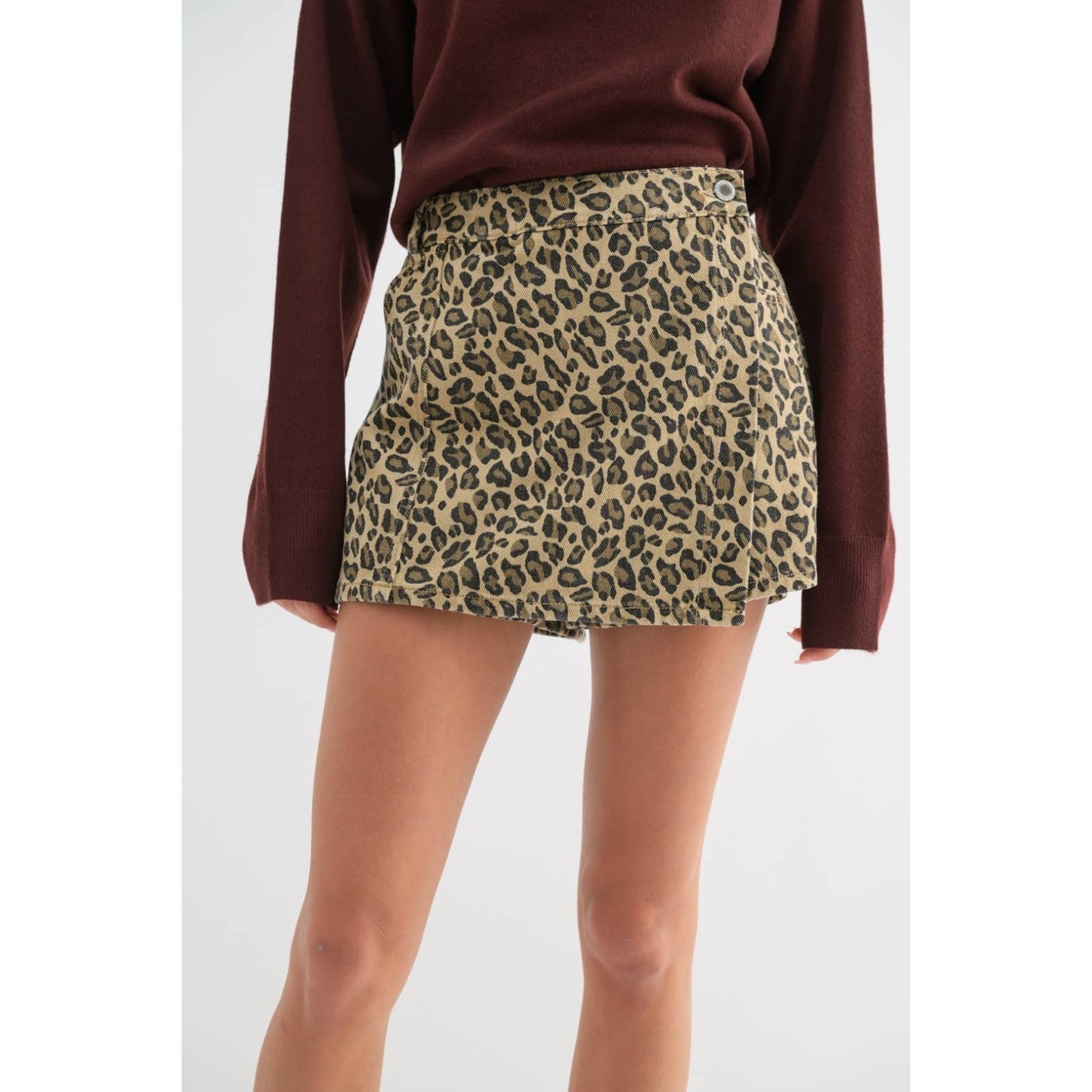 Leopard Wrap Front Skort