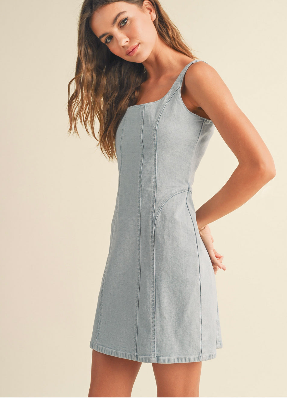 Light Wash Stretch Denim Dress Large Light Wash Stretch Denim Dress Large