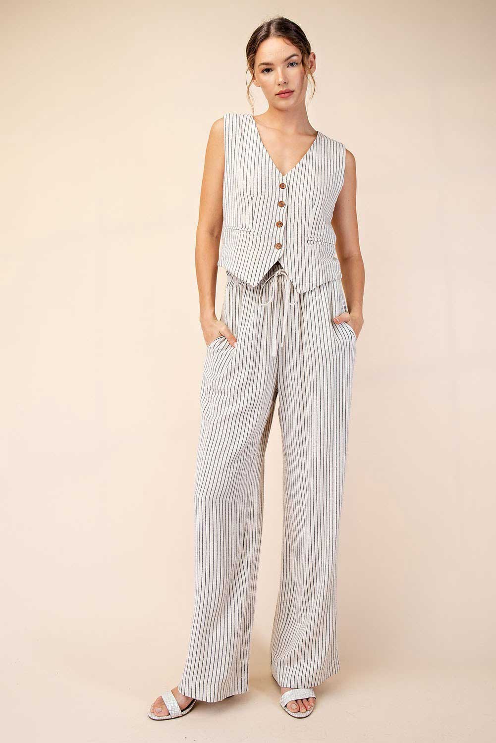 Pinstripe Linen Vest