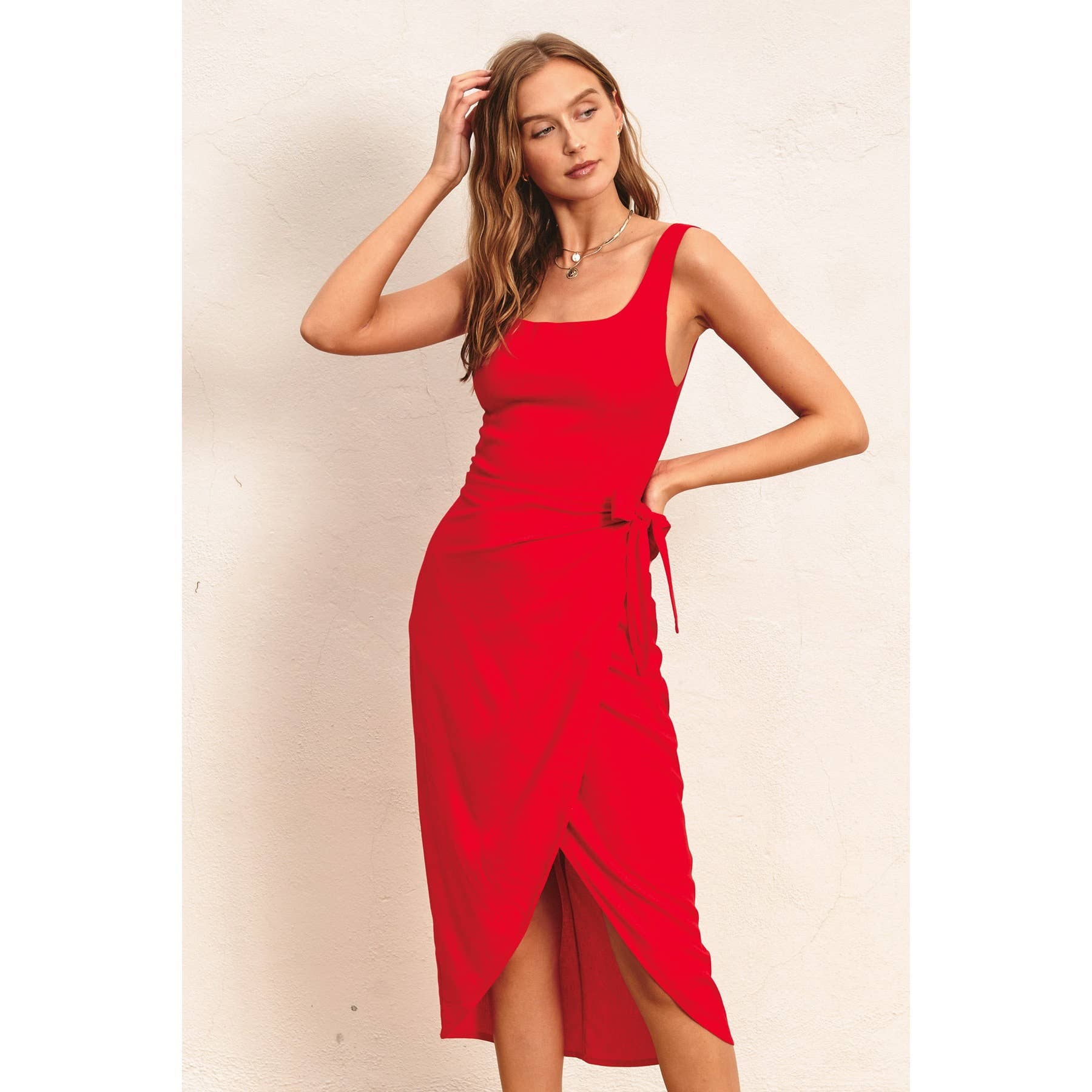 Rouge Red Tulip Hem Midi Wrap Dress Medium Rouge Red Tulip Hem Midi Wrap Dress Medium
