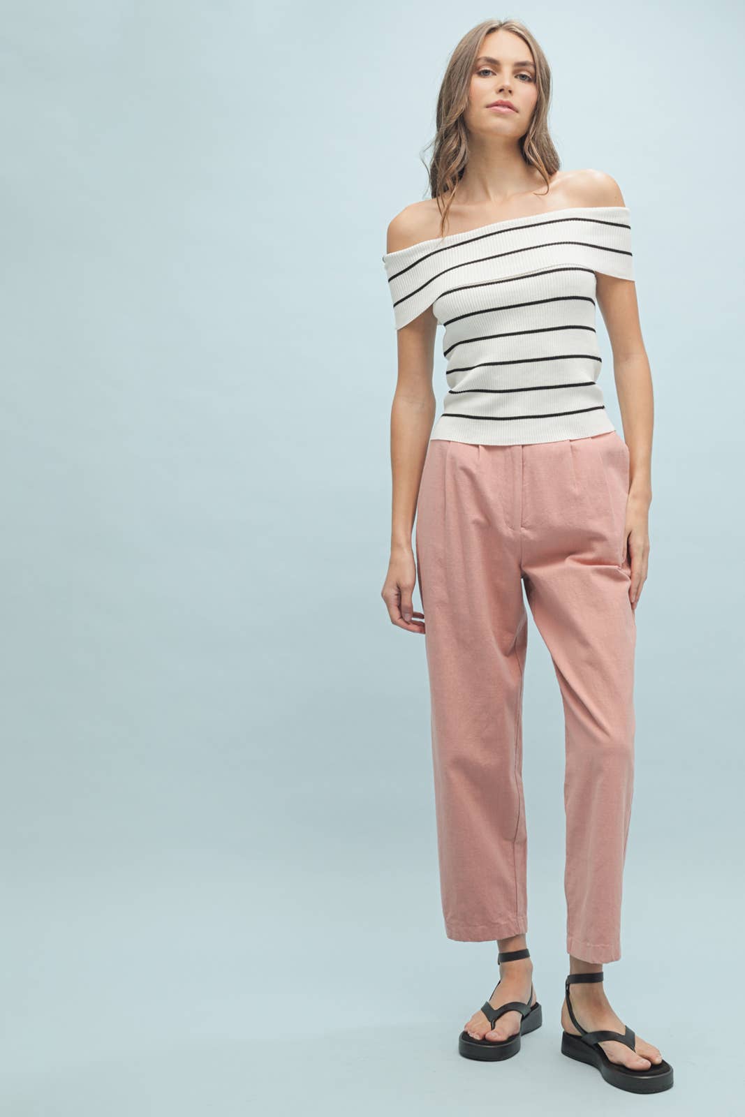 Striped Off Shoulder Knit Top - Jade Creek Boutique