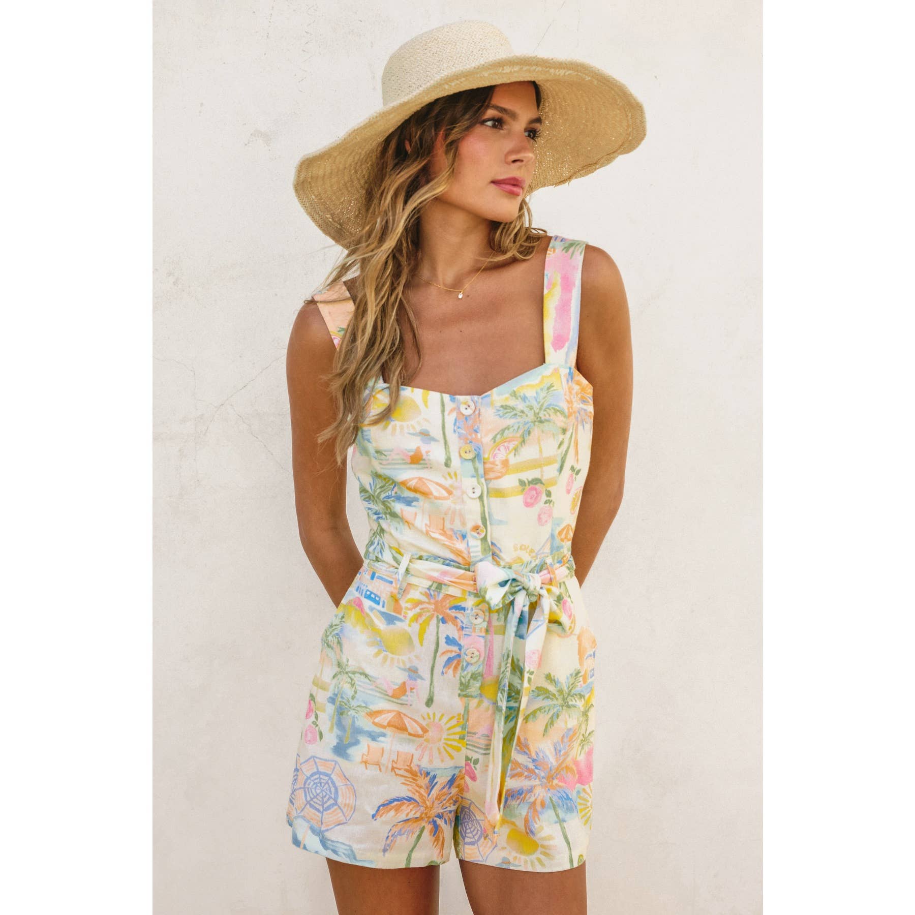 Summer Somewhere Button Down Romper Summer Somewhere Button Down Romper