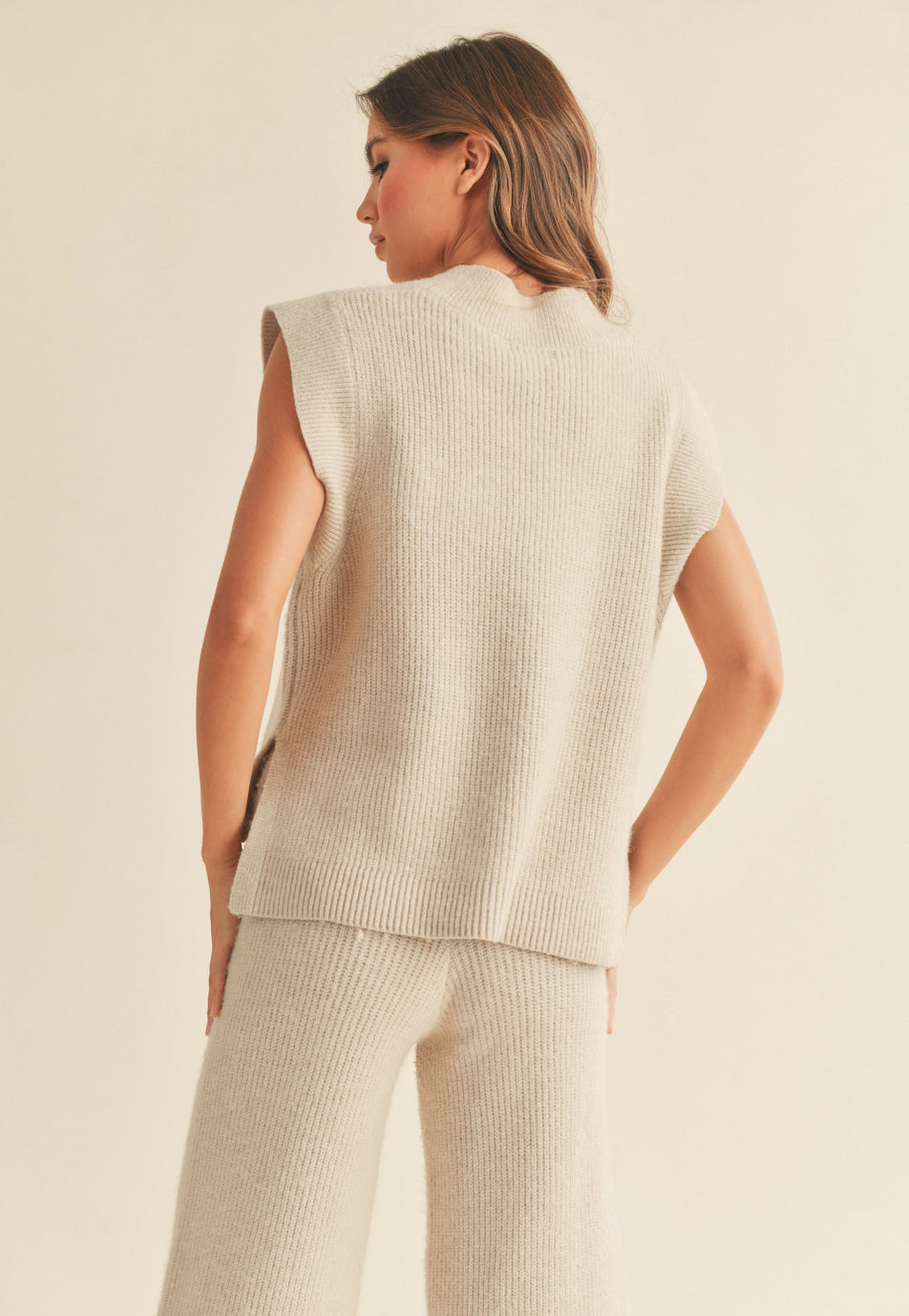 Vanilla Cream Ribbed Knit Vest - Jade Creek Boutique