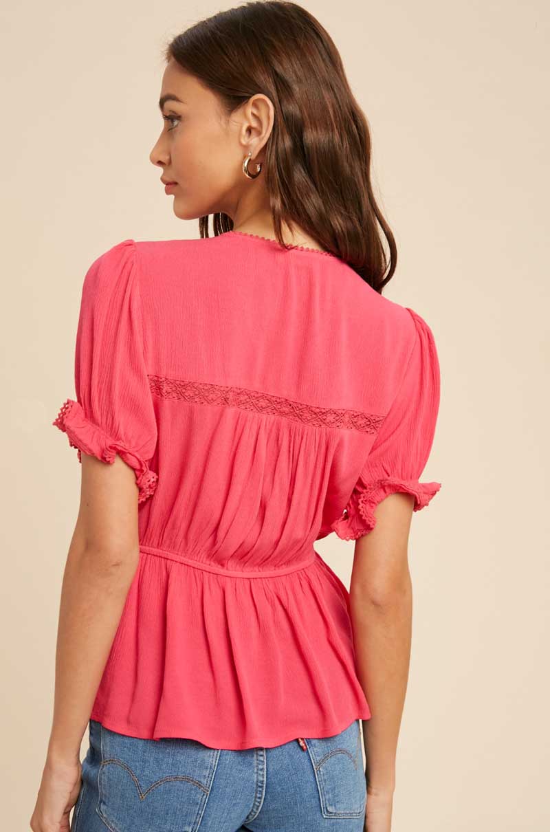 Pintuck VNeck Blouse - Jade Creek Boutique