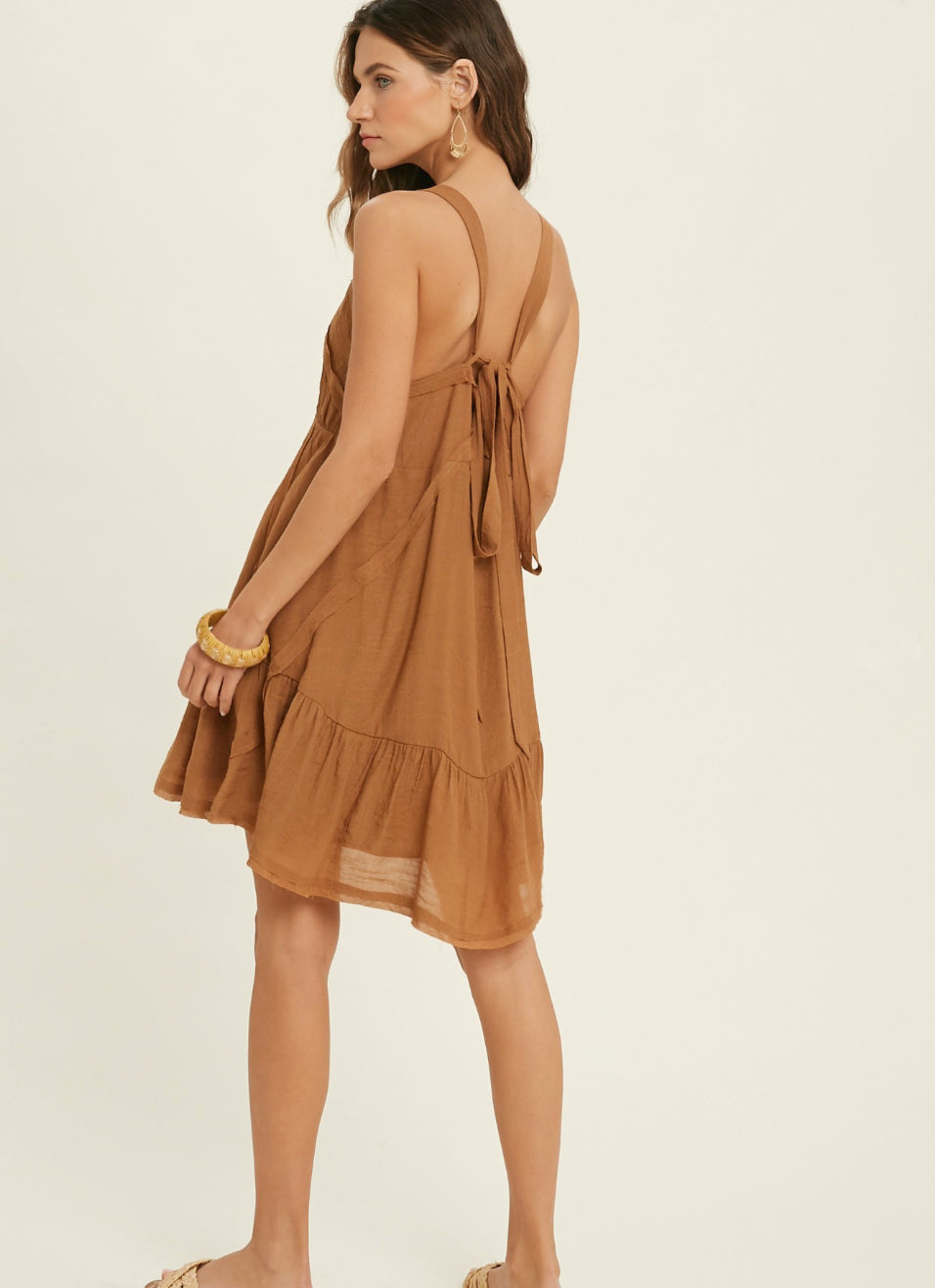 Bohemian Brown Babydoll Dress - Jade Creek Boutique