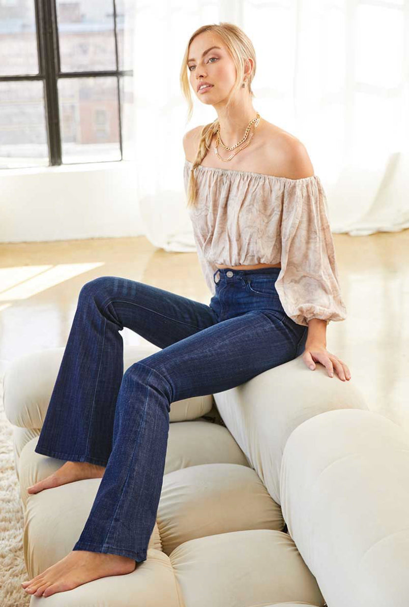 Dark Wash Flare Bottom - Jade Creek Boutique