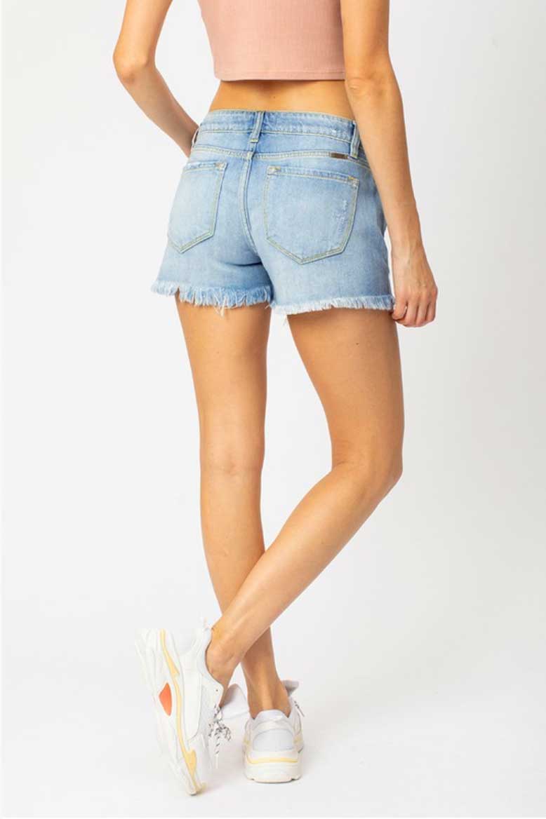 Destroyed Light Wash Denim Shorts - Jade Creek Boutique
