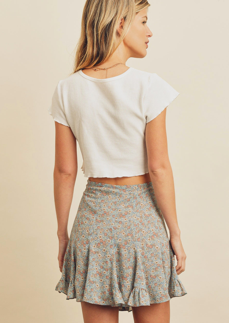 Baby Blue Floral Skirt Shorts - Jade Creek Boutique