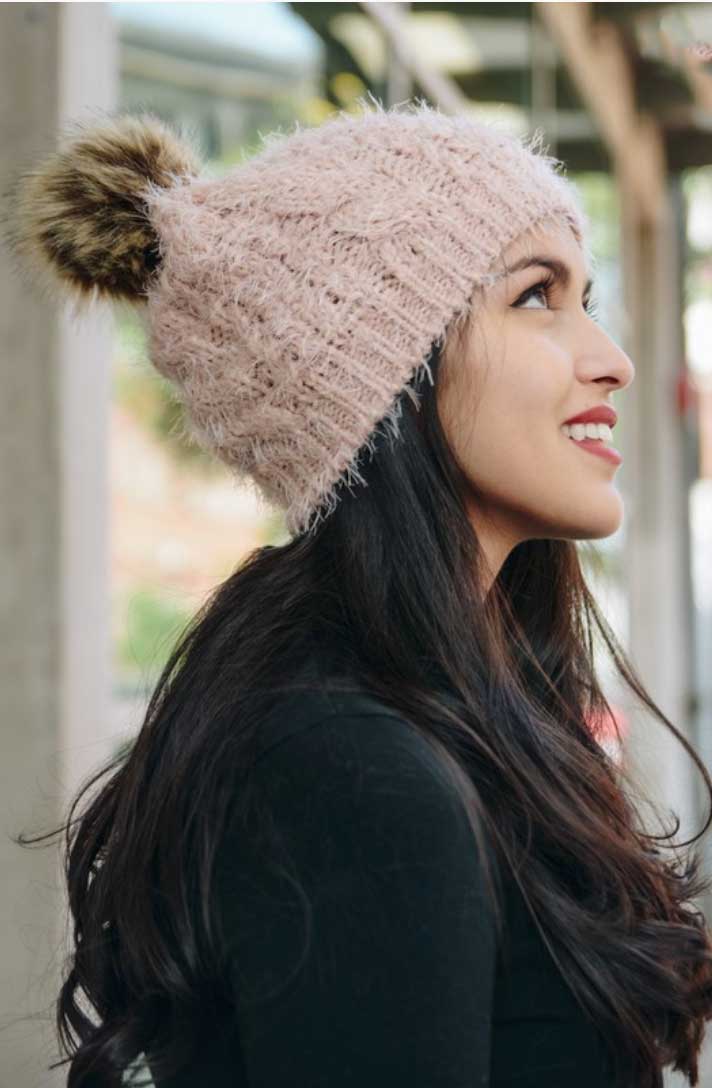 Fuzzy Blush Beanie - Jade Creek Boutique