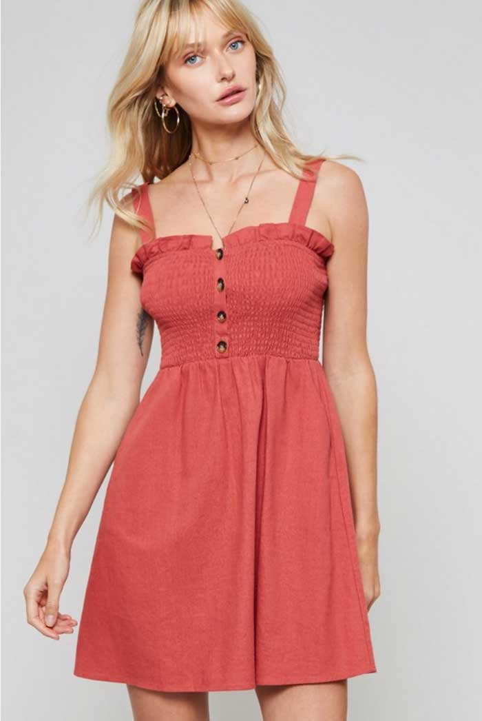 Red Clay Smocked Top Dress - Jade Creek Boutique