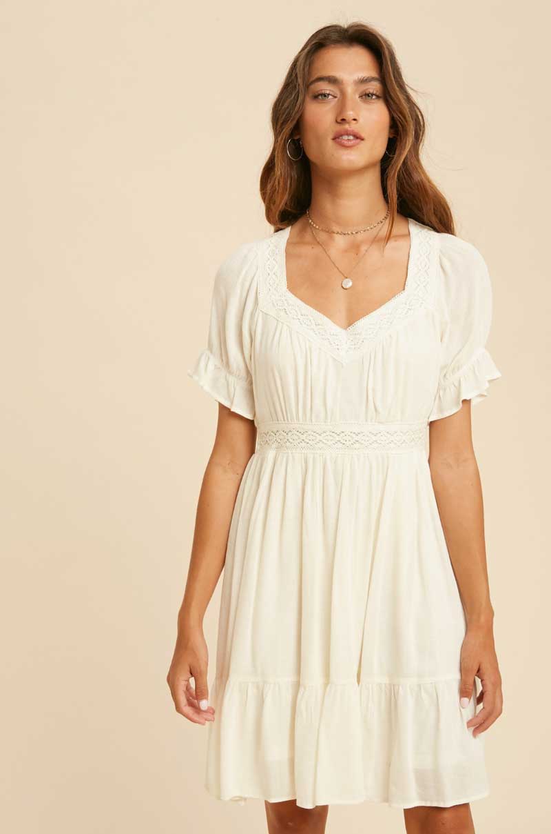 Creme Boho Sweetheart Dress - Jade Creek Boutique