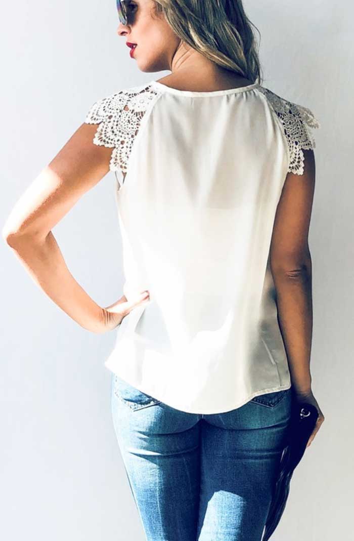 Crochet Lace Sleeve Top - Jade Creek Boutique