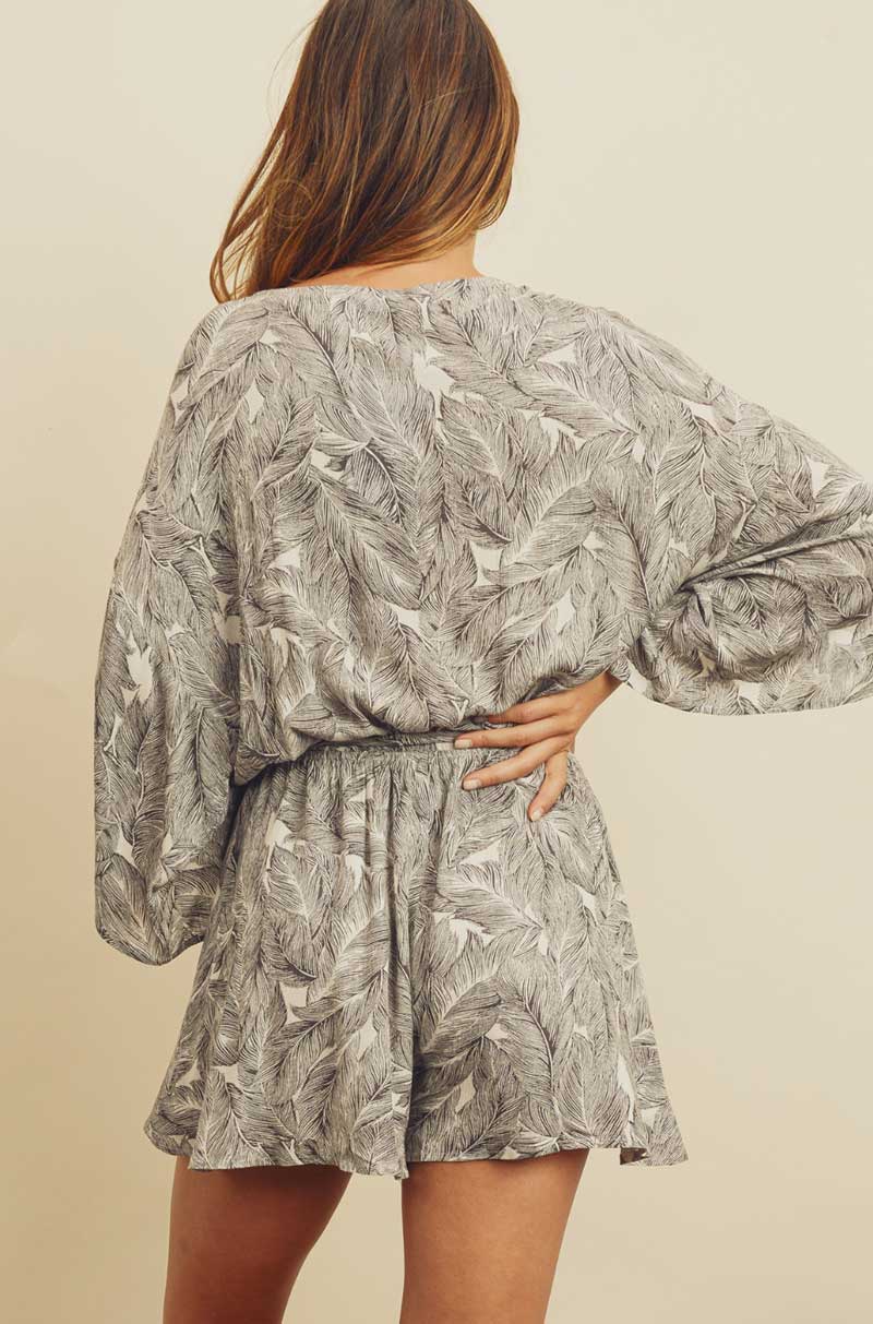 Palm Leaf Print Romper - Jade Creek Boutique