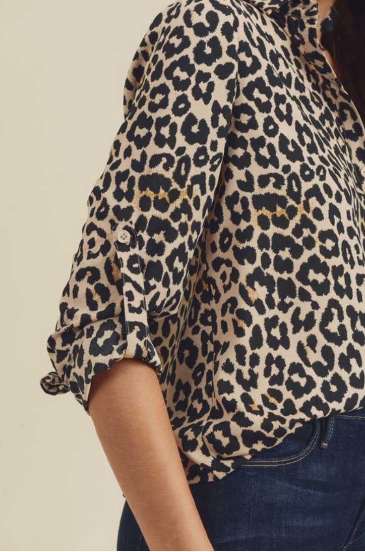 Leopard Print Button Up Blouse - Jade Creek Boutique