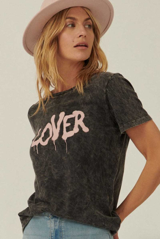 LOVER Graffiti Mineral Washed Tee - Jade Creek Boutique