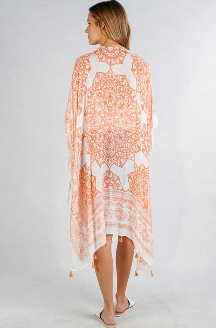 Ginger Orange Medallion Print Kimono - Jade Creek Boutique