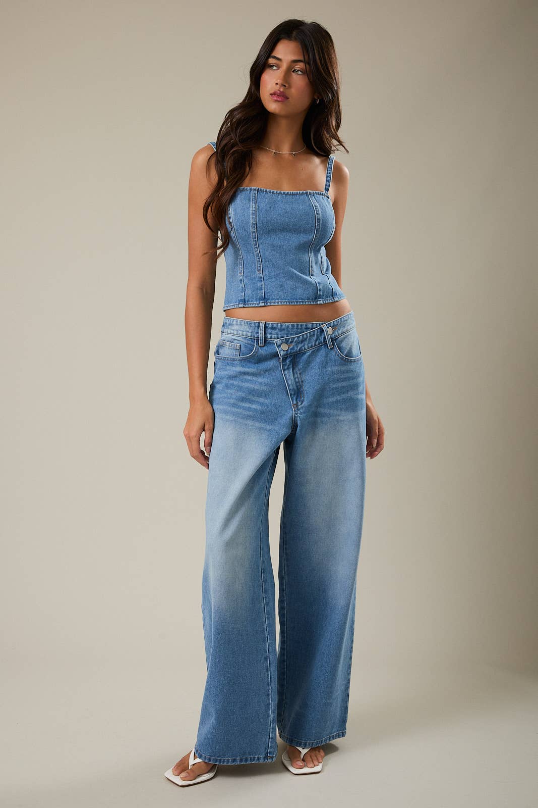 Denim Top with Cami Strap - Jade Creek Boutique