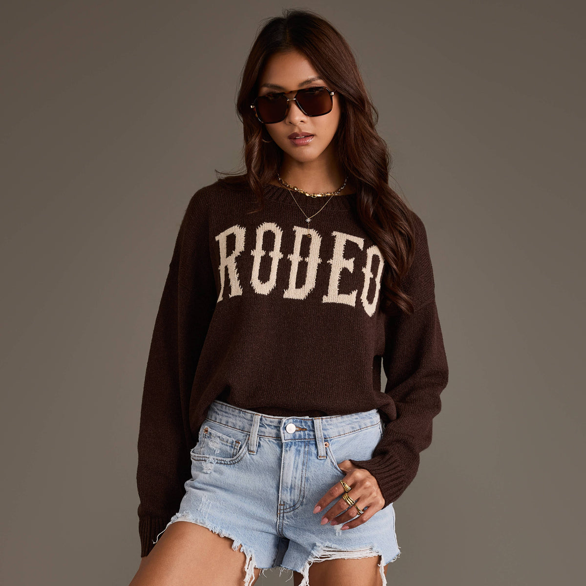 Brown Rodeo Lightweight Sweater - Jade Creek Boutique