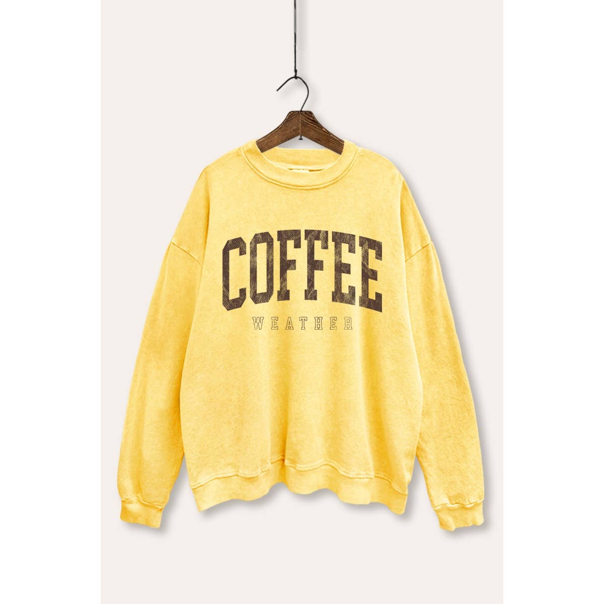 COFFEE WEATHER GRAPHIC MINERAL WASH SWEATSHIRT - Jade Creek Boutique